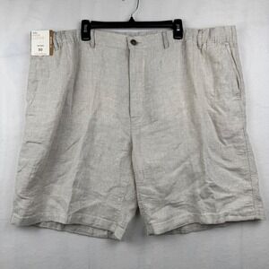 Isle Sands Linen Big Man Shorts 50 Beige Coastal‎ Casual 10" Inseam New NWT